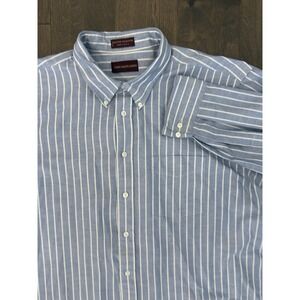 Chaps Ralph Lauren Shirt Mens Size 2XL Button Down Blue‎ Striped Oxford Made USA